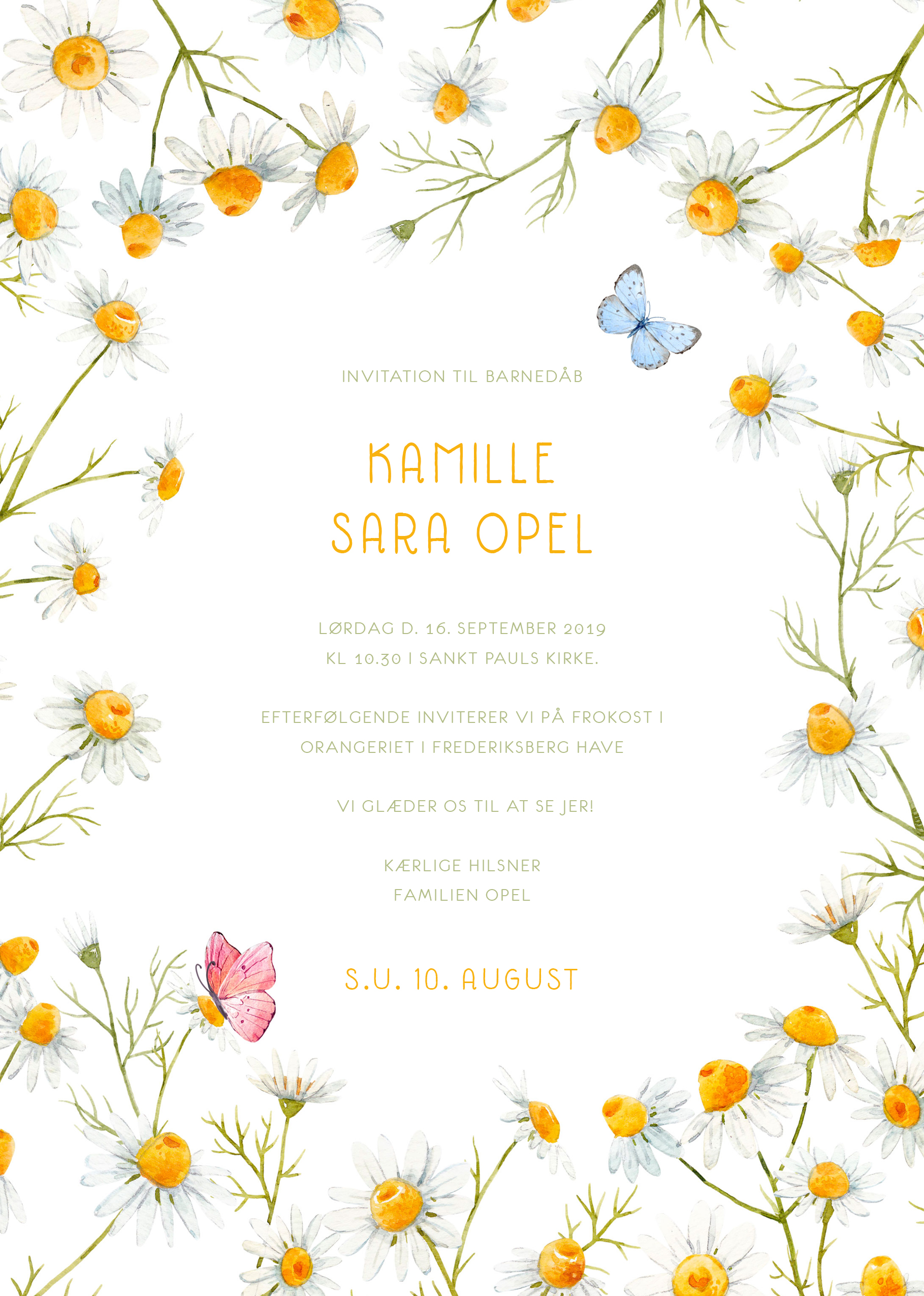 Invitationer - Kamille Dåb